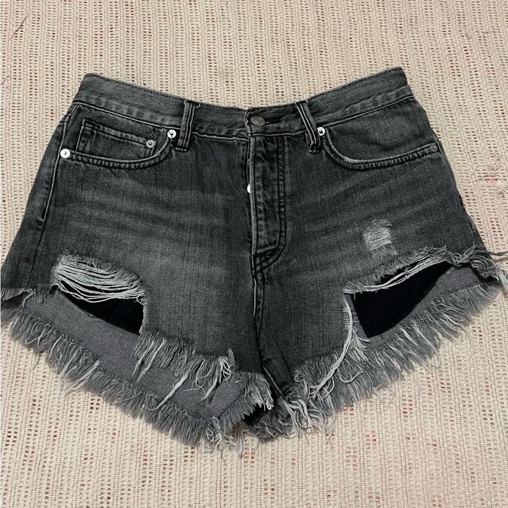 Free people black denim shorts